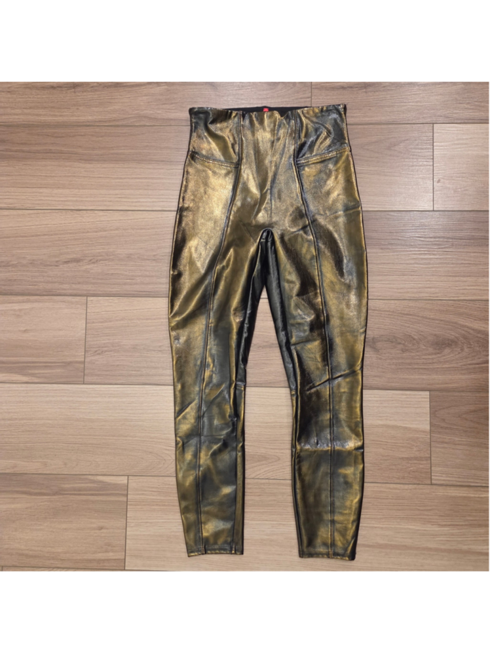 SPANX Metallic Gold Faux Leather Leggings size small